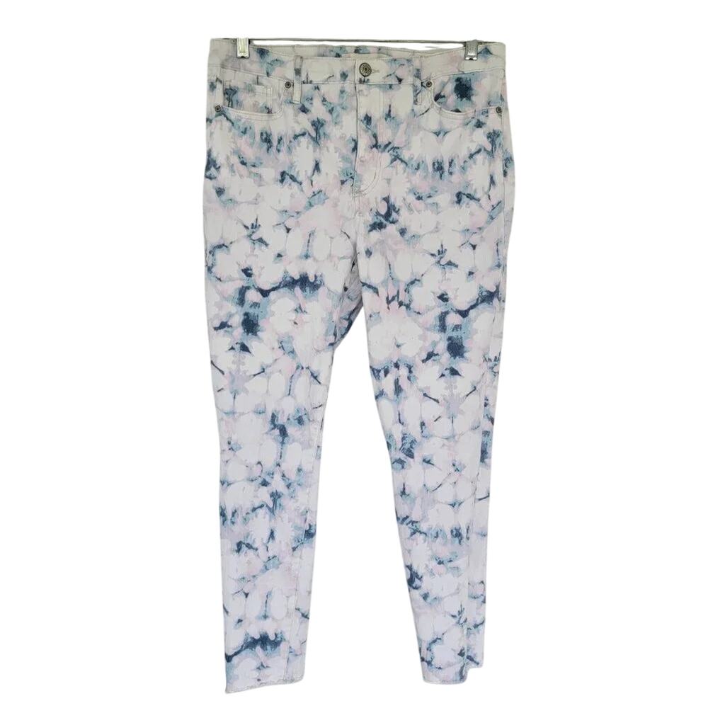 Vintage America Skinny Ankle Tie Dye Jeans White Pastel Women Size 12 31